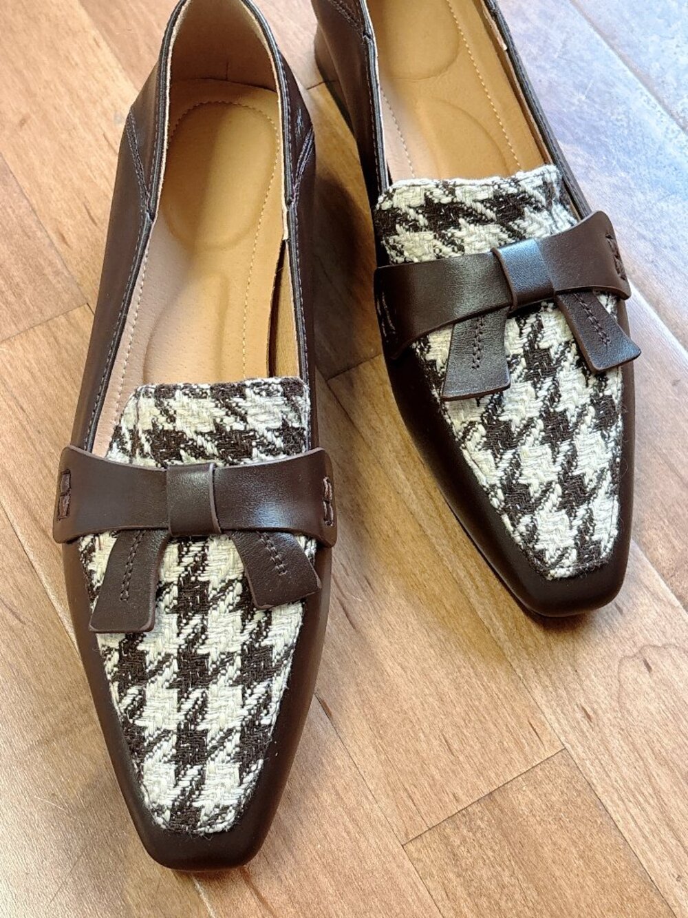 Leather & Houndstooth Loafers – Officewear – Size 7.5